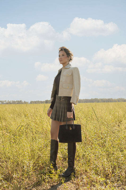 Rocking Horse Tote, Brown Suede