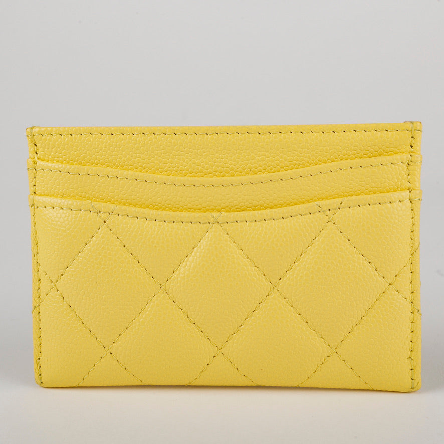 Classic Card Holder, Yellow Caviar