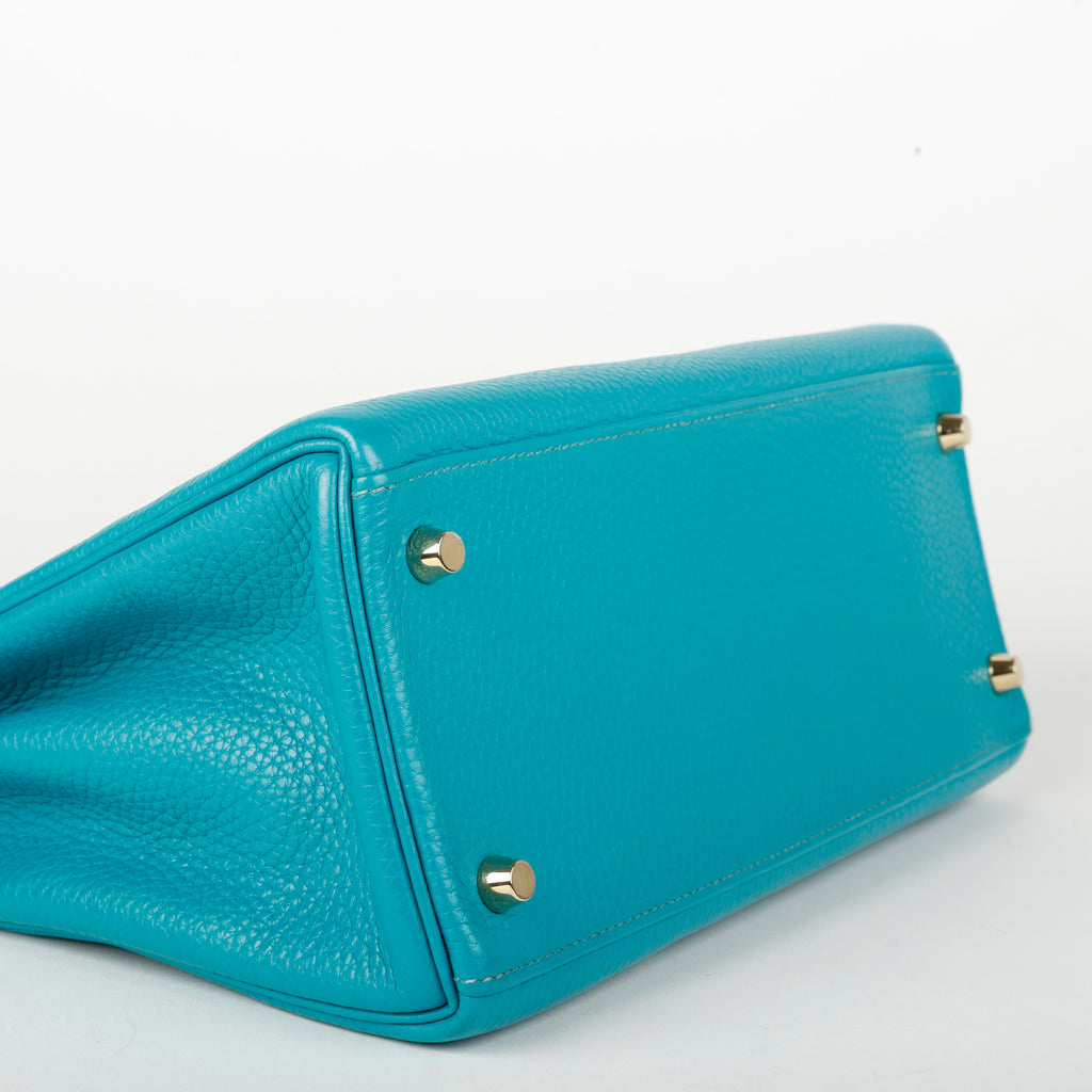 Kelly 28 Blue Paon Clemence Gold Hardware