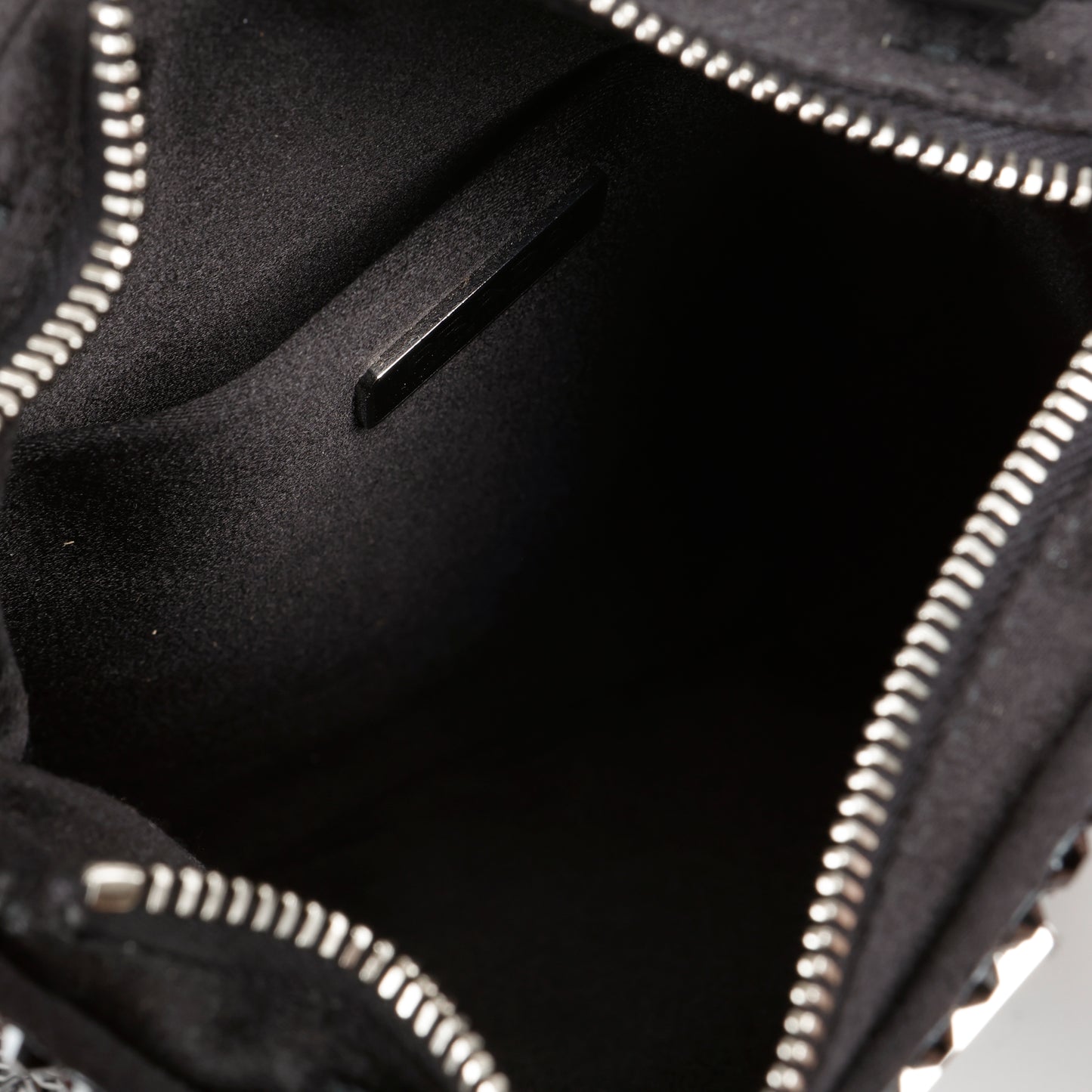 Crystal Embellished Satin Tote Black