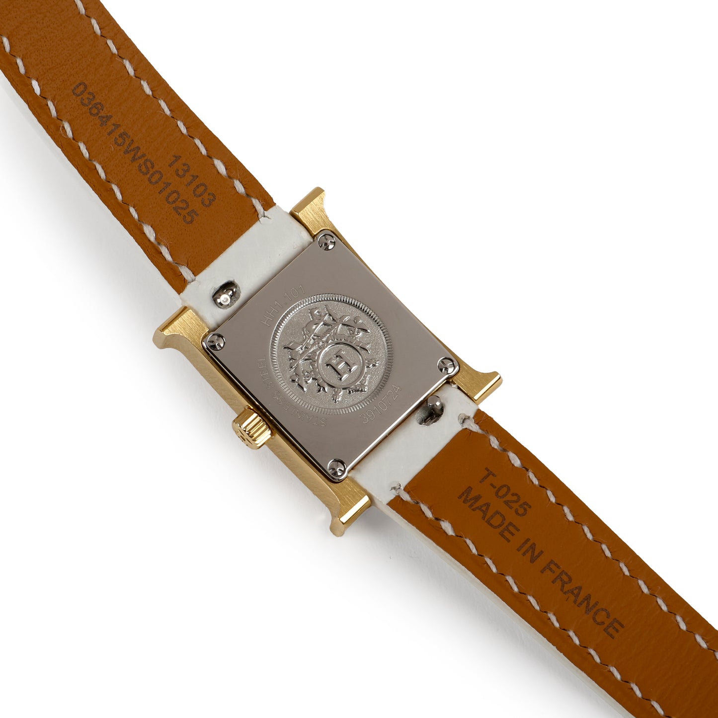 Mini Heures H Watch, White Epsom