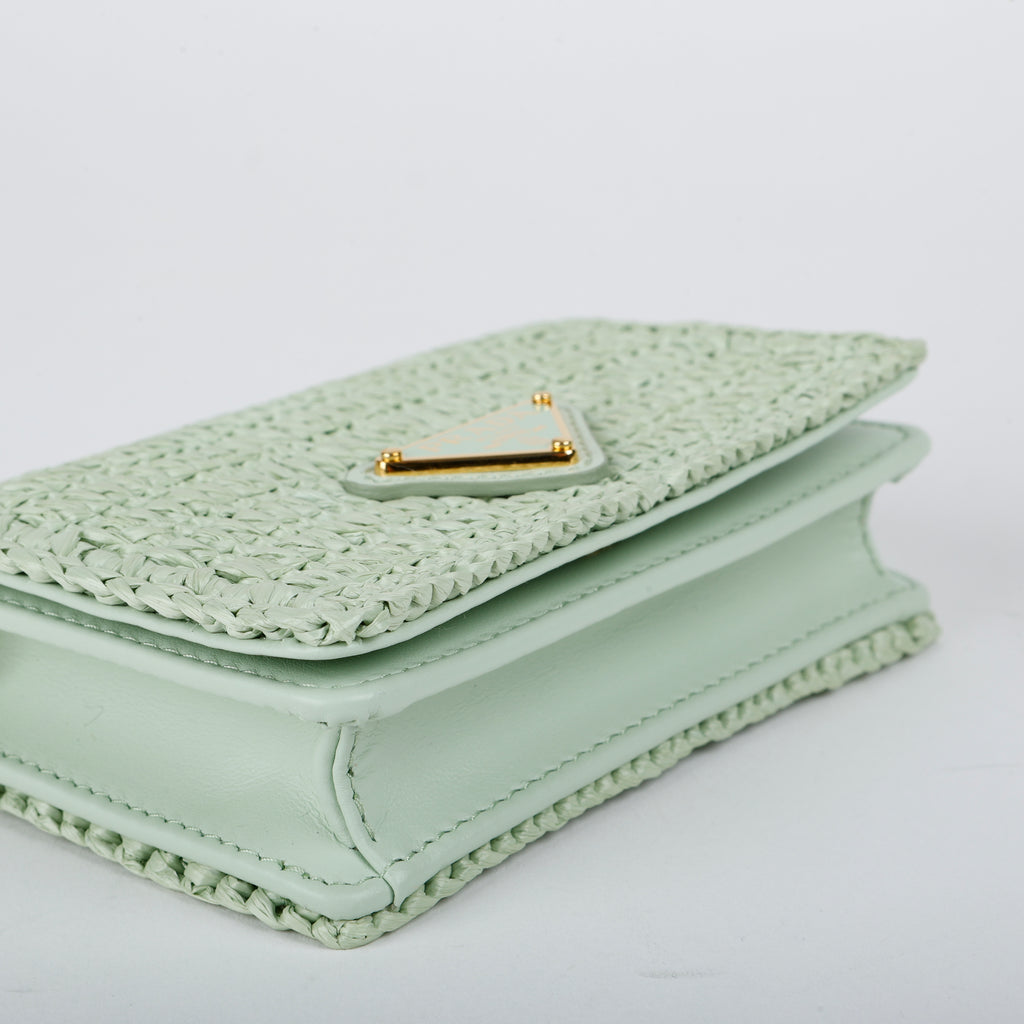 Raffia Mini Bag, Mint Green