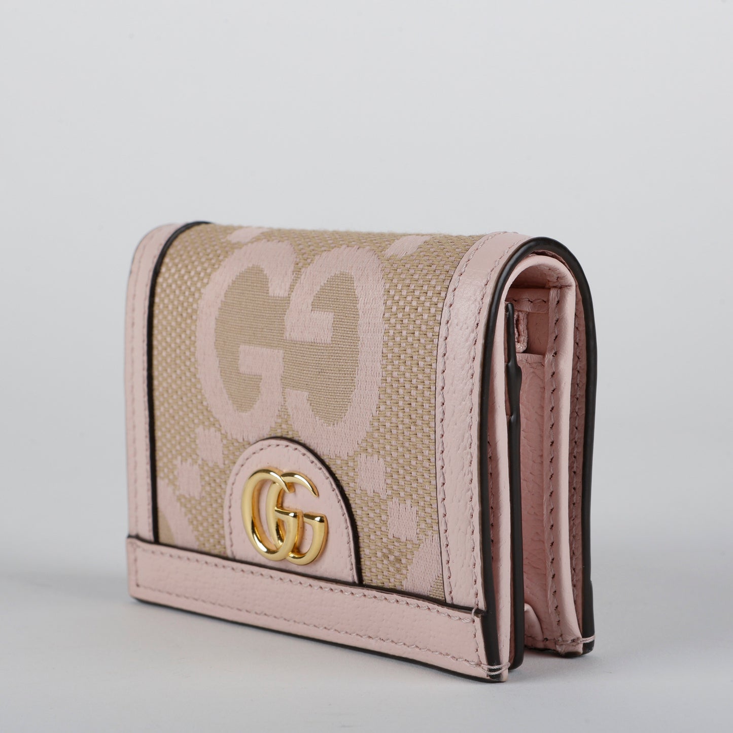 Jumbo GG Ophidia Card Case, Pink Canvas