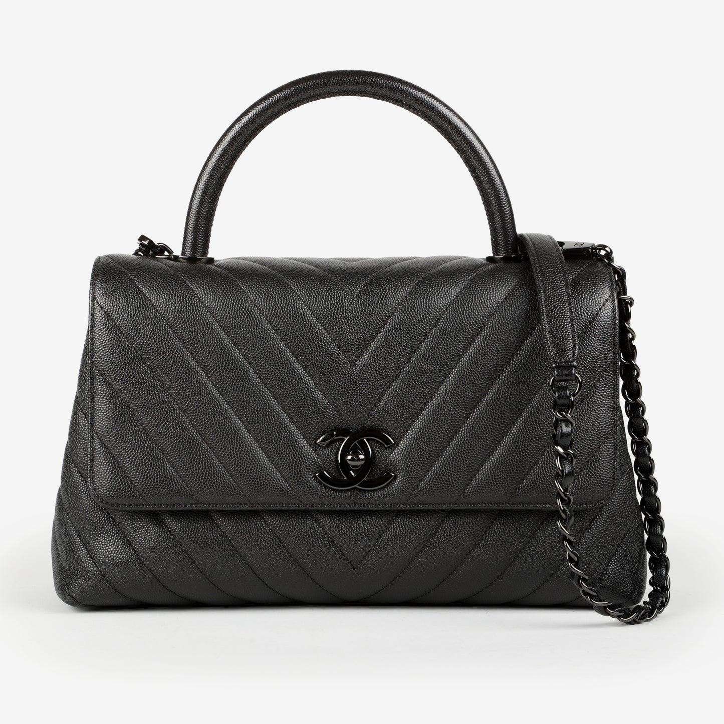 Medium Chevron Coco Handle, So Black