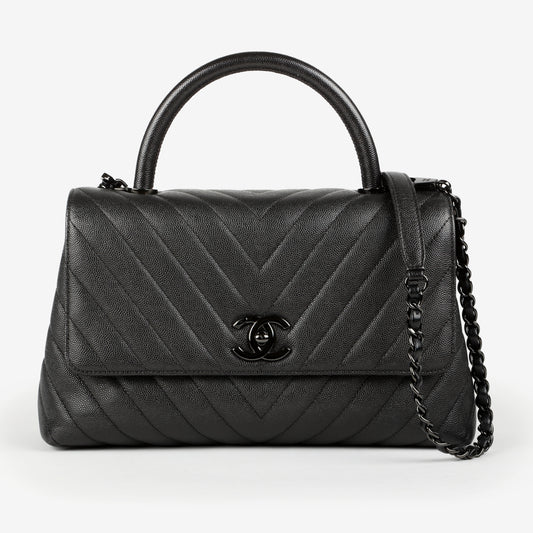 Medium Chevron Coco Handle, So Black
