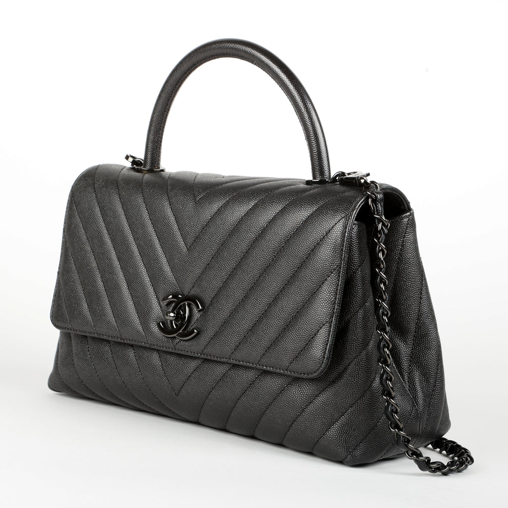 Medium Chevron Coco Handle, So Black