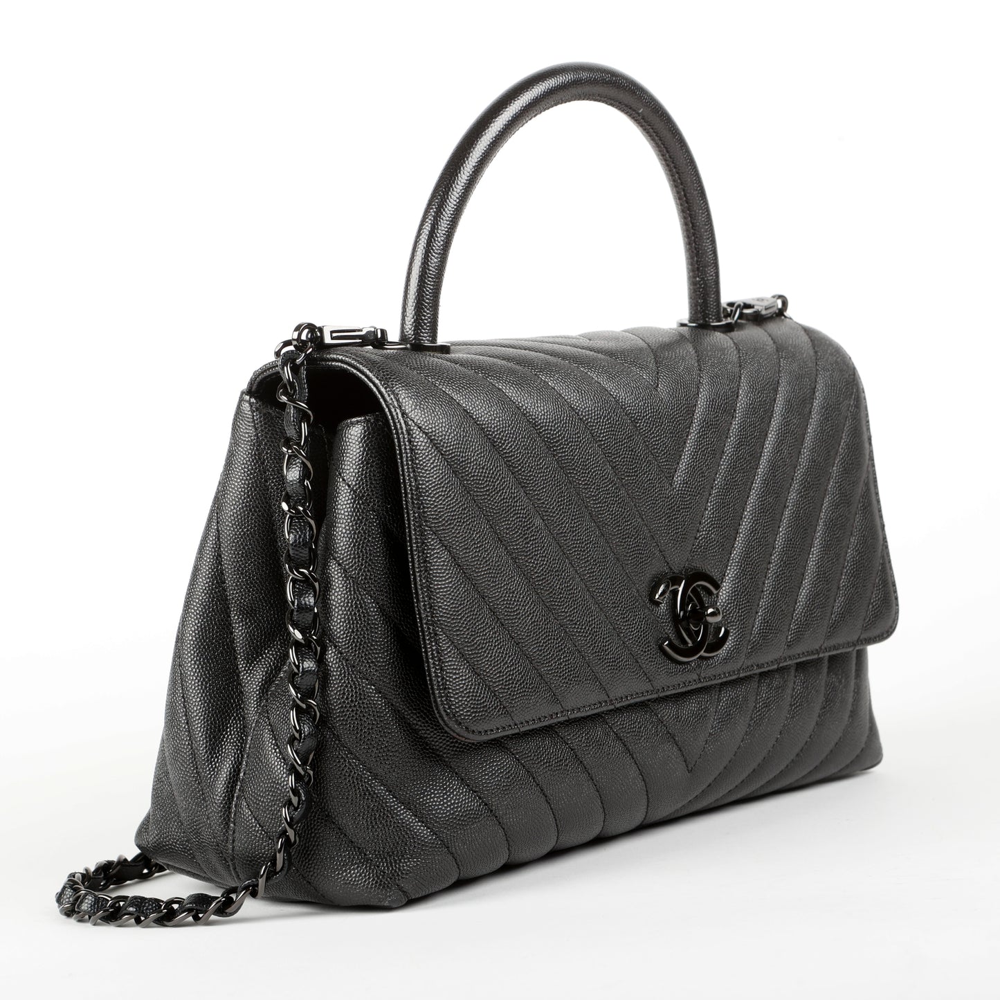 Medium Chevron Coco Handle, So Black