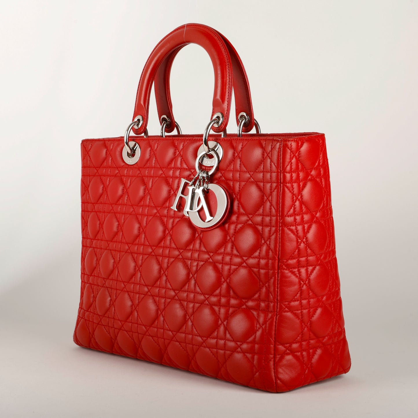 Large Lady Dior, Red Lambksin