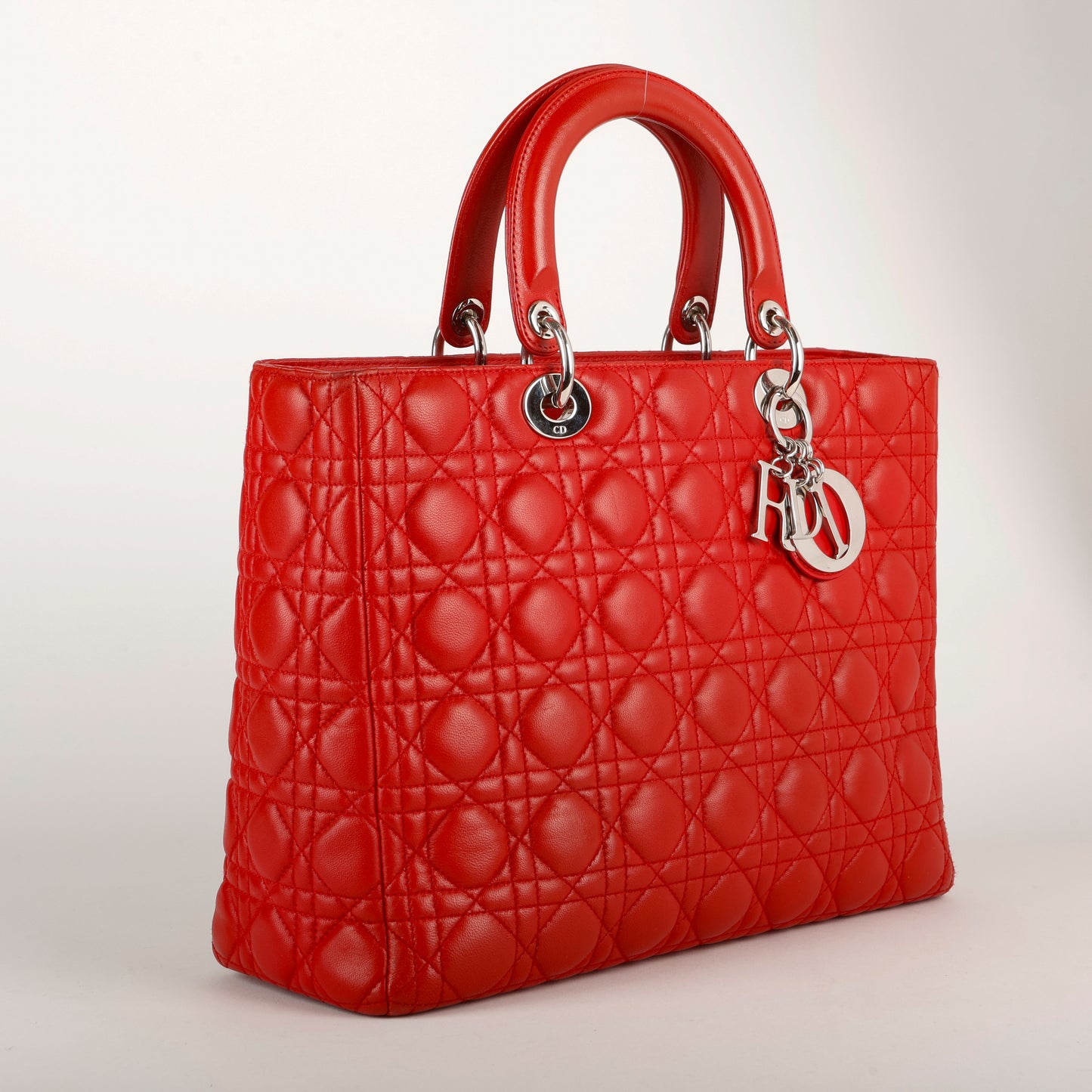 Large Lady Dior, Red Lambksin