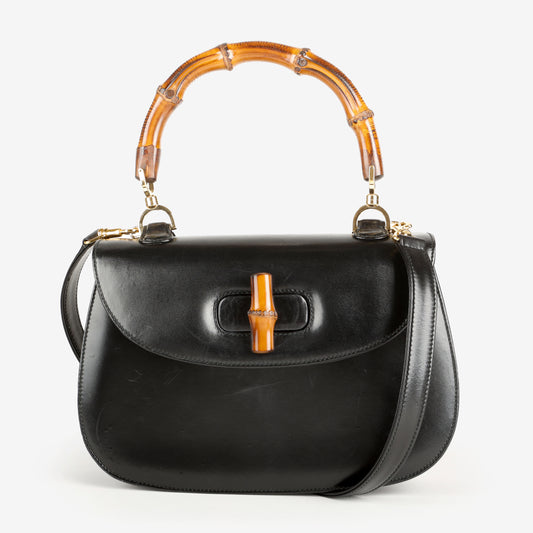 Bamboo Top Handle Bag Black 3020