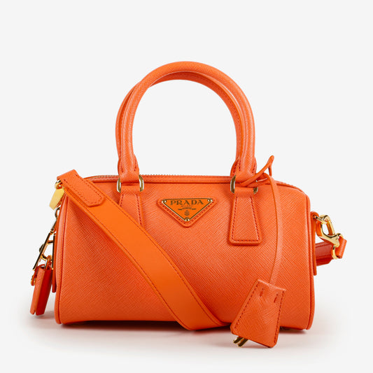 Orange Saffiano Bowler 3019