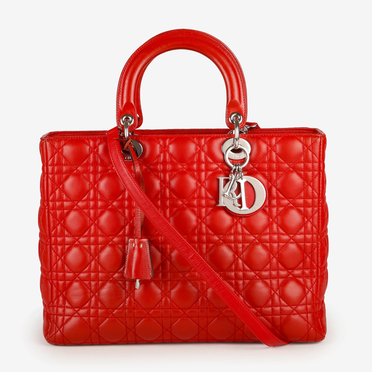Large Lady Dior, Red Lambksin