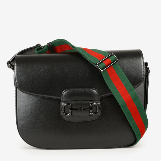 Azalea Calfskin Web Monochrome Horsebit, Black