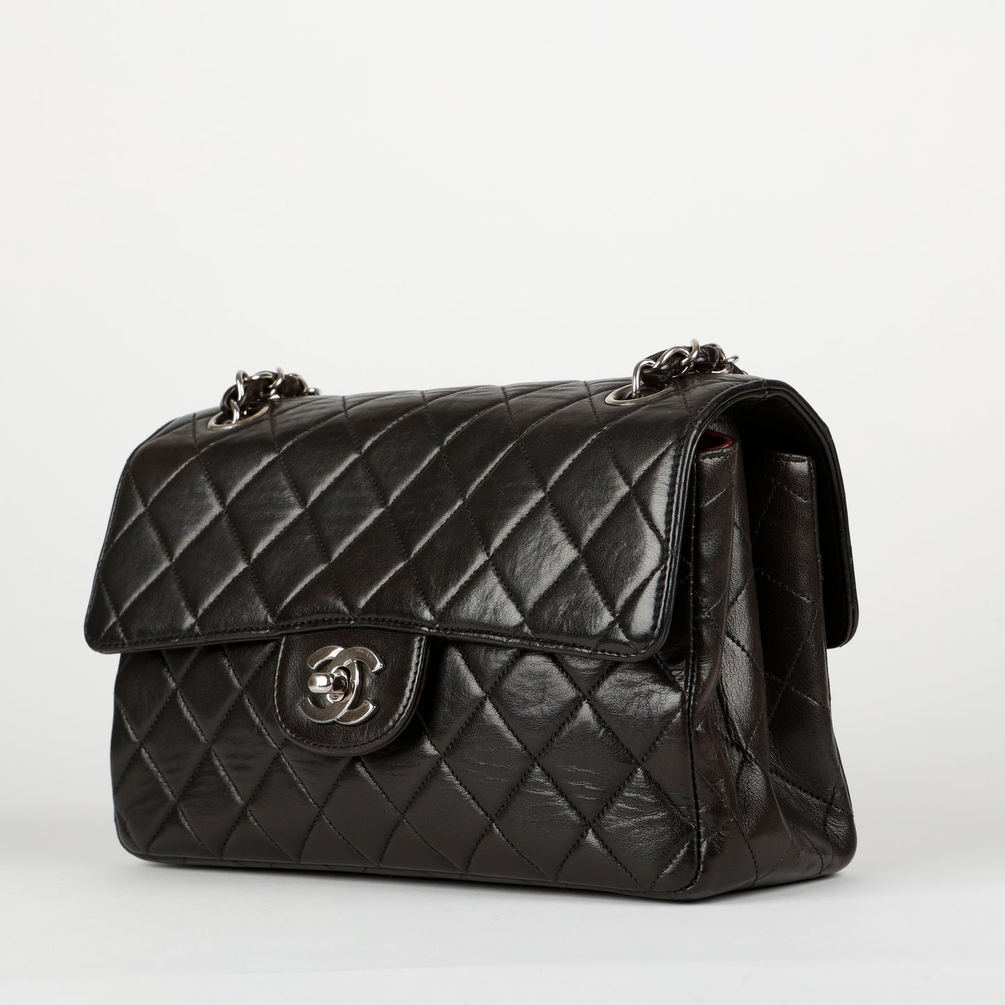 Double Sided Single Flap, Black Lambskin SHW 1106