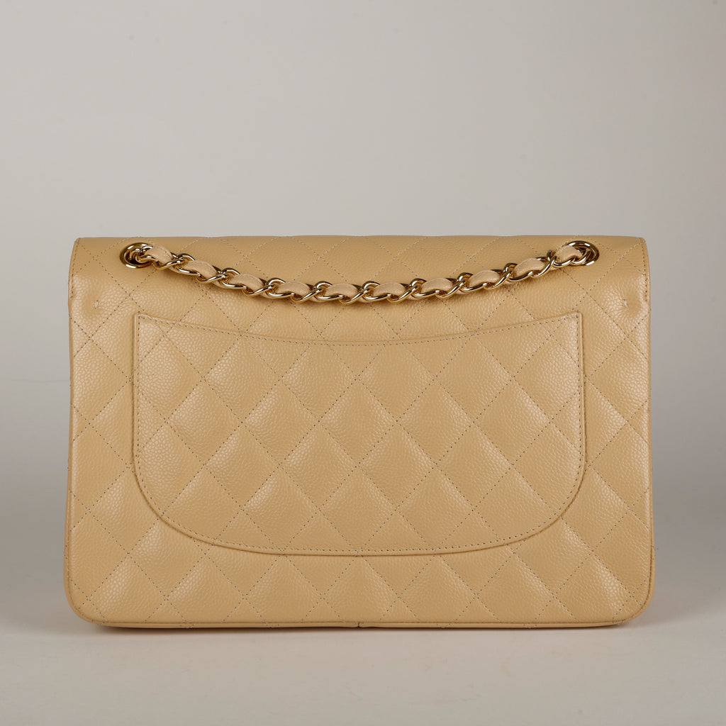 Caviar Jumbo Double Flap, Beige Claire GHW