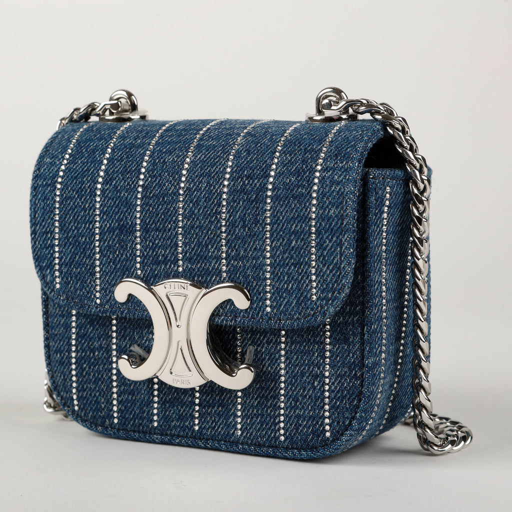Claude Mini Chain in Striped Denim Crystal