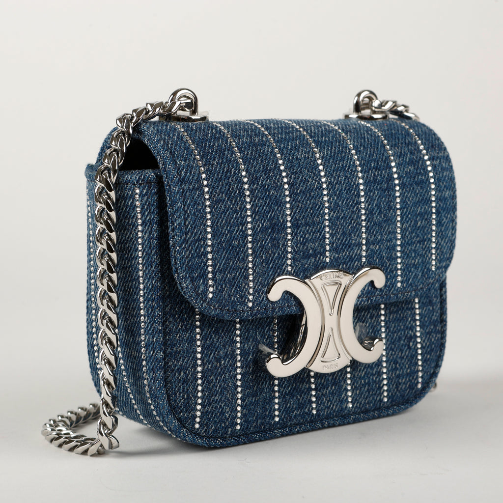 Claude Mini Chain in Striped Denim Crystal
