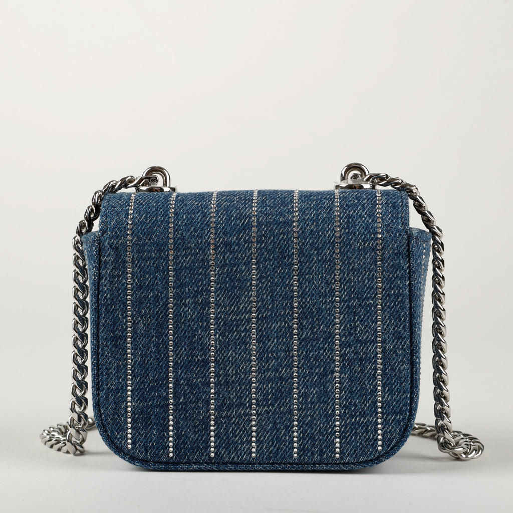 Claude Mini Chain in Striped Denim Crystal