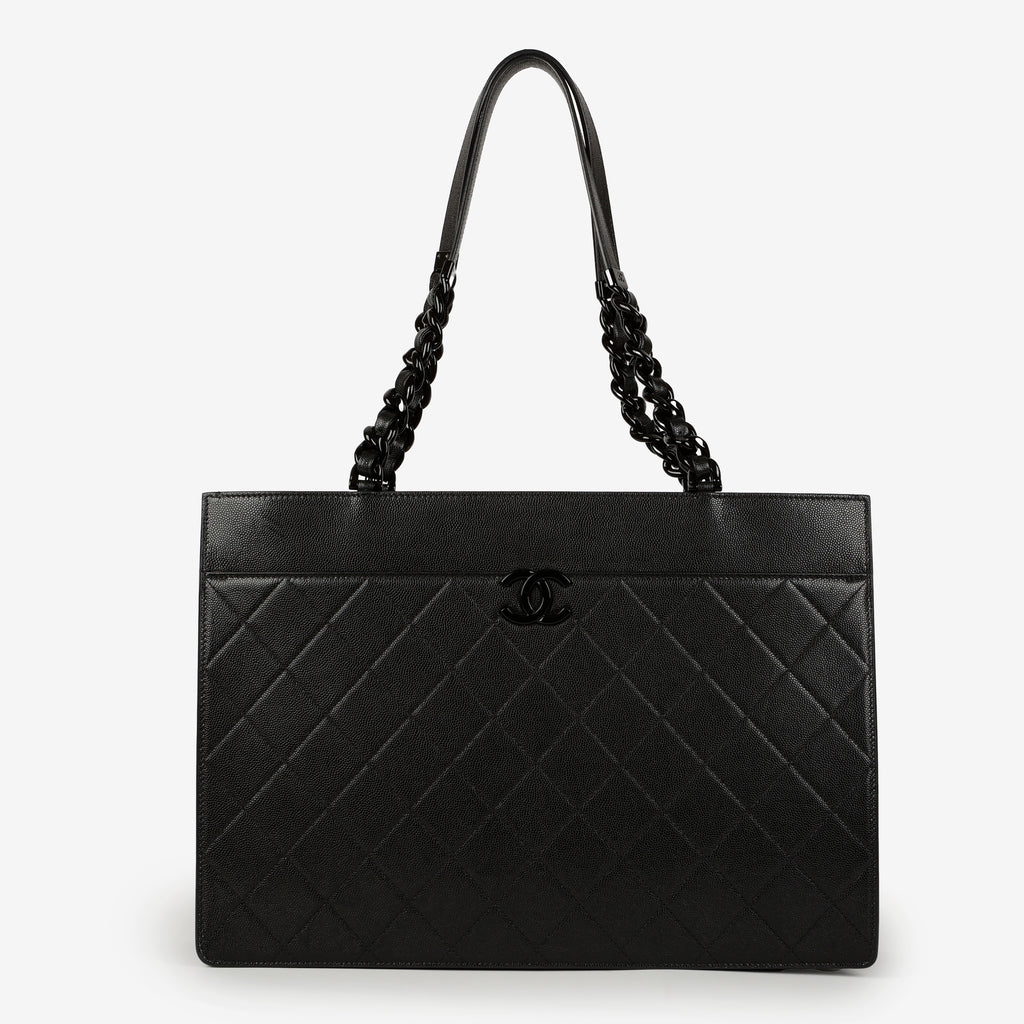 Large My Everything Tote Quilted Caviar, So Black