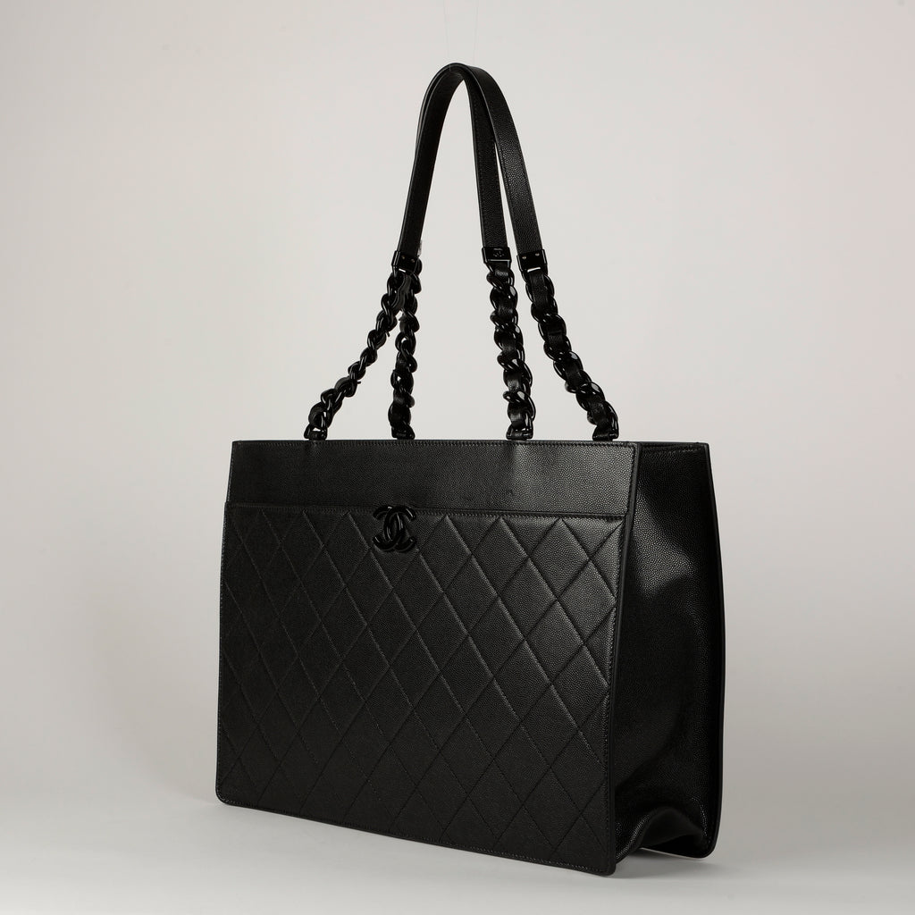 Large My Everything Tote Quilted Caviar, So Black