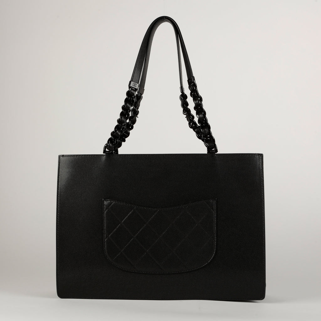 Large My Everything Tote Quilted Caviar, So Black