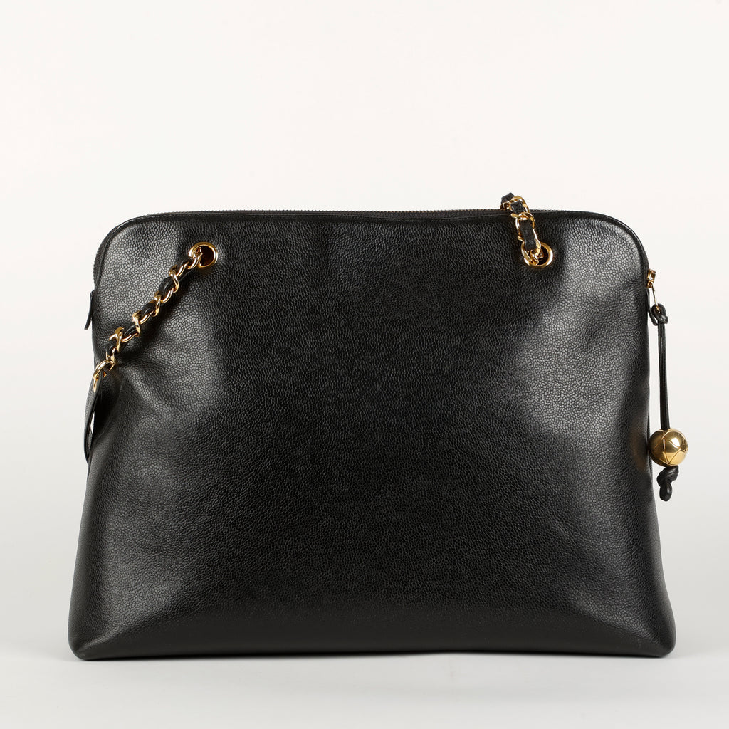 Large Vintage Timeless Zip Tote, Black Caviar