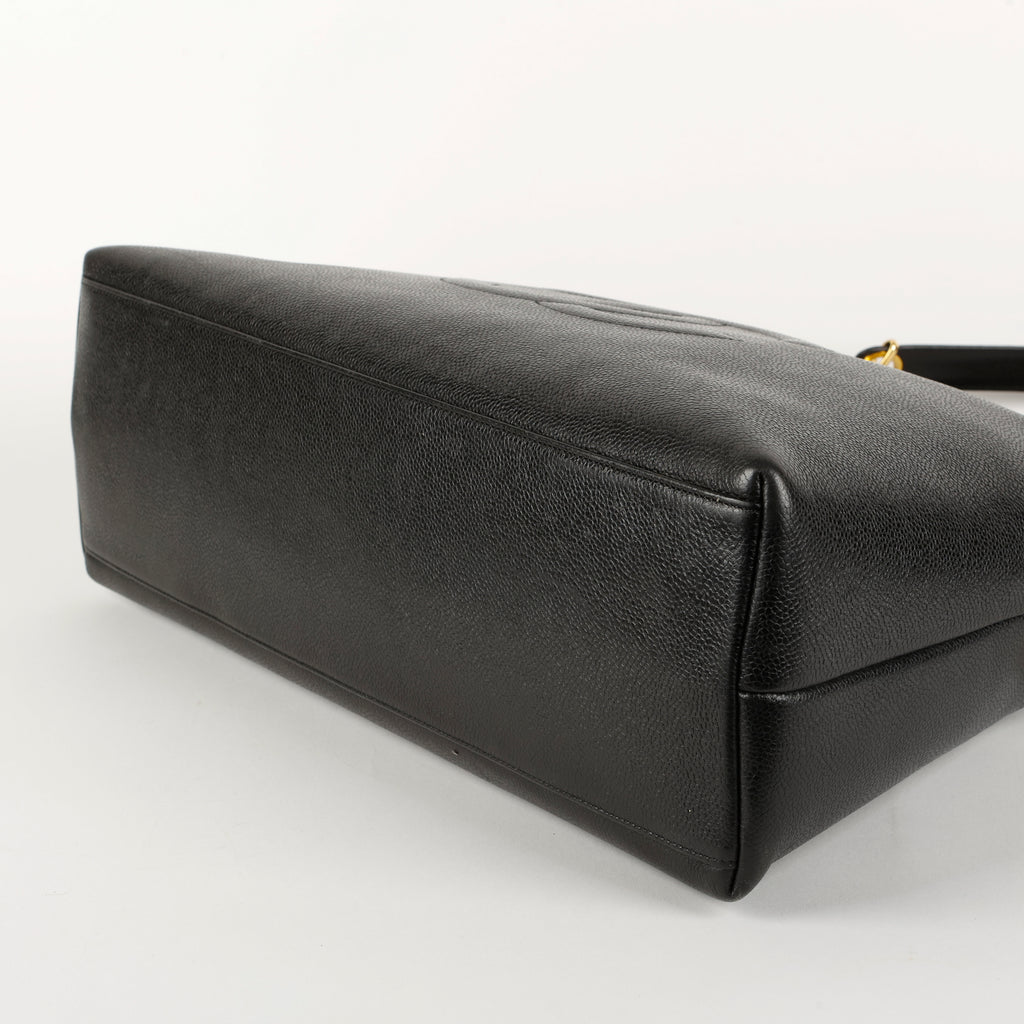 Large Vintage Timeless Zip Tote, Black Caviar
