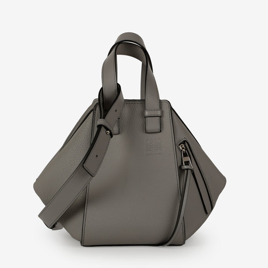 Compact Hammock Shoulder Bag, Pearl Grey Calfskin