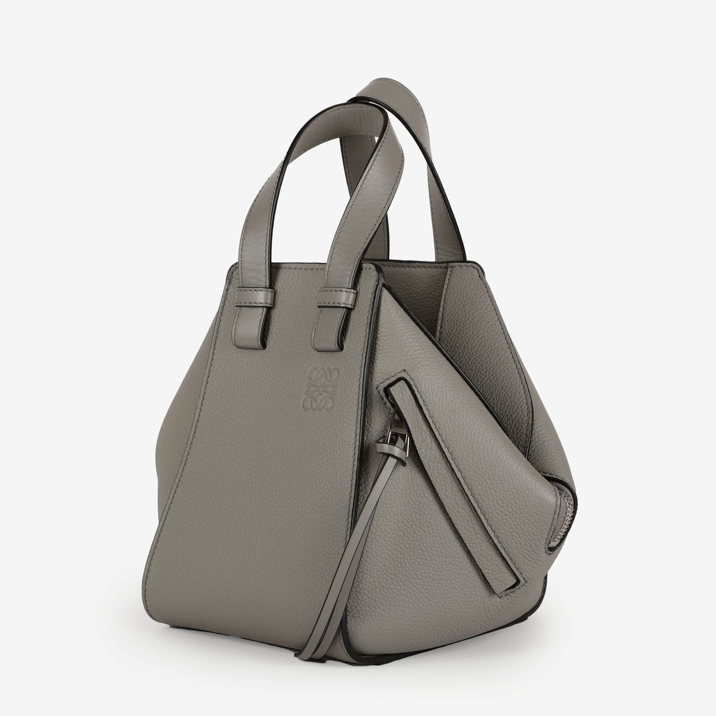Compact Hammock Shoulder Bag, Pearl Grey Calfskin