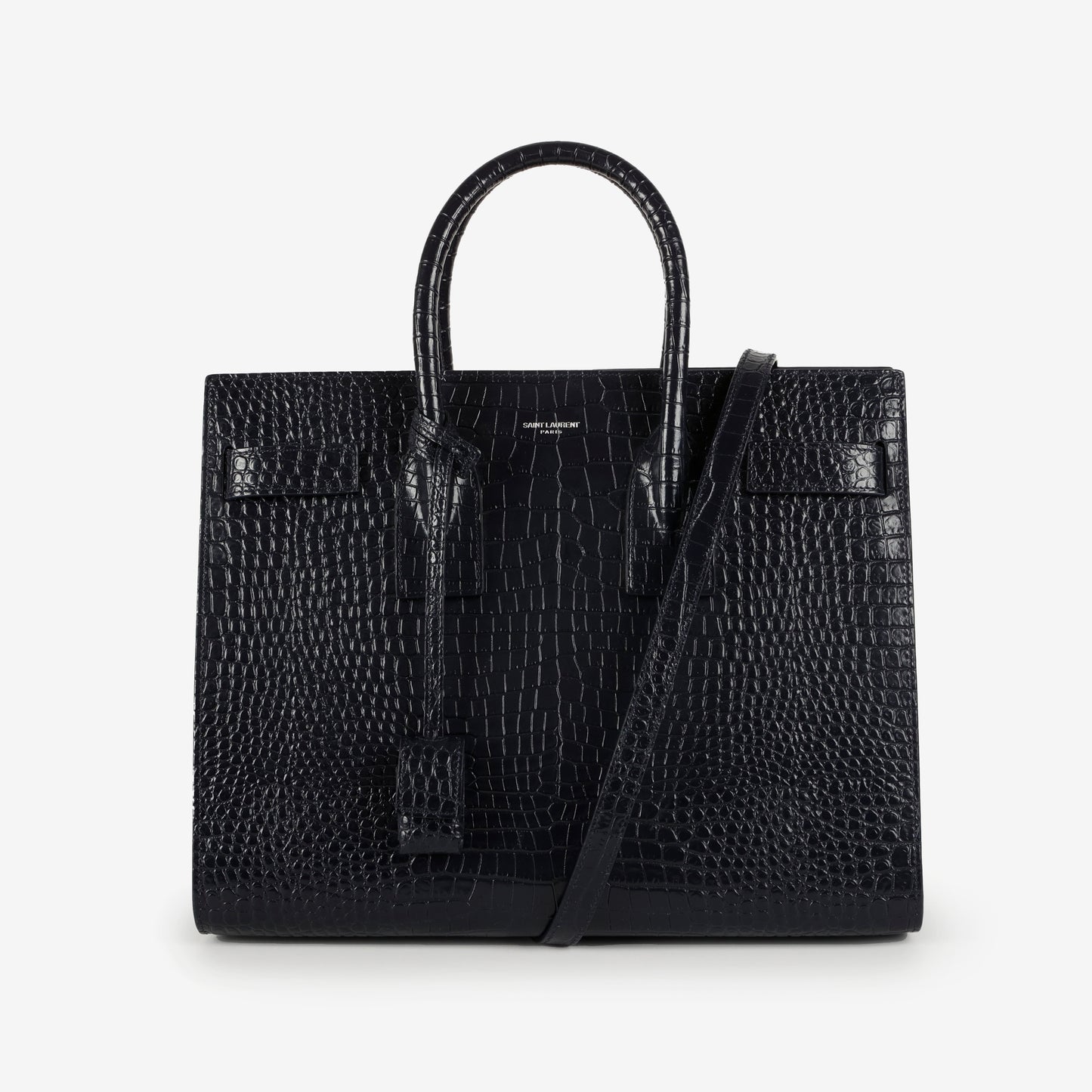 Small Sac De Jour Croc Embossed, Navy