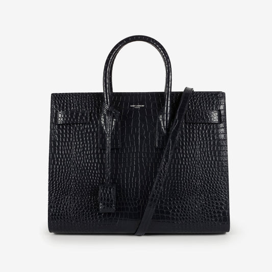 Small Sac De Jour Croc Embossed, Navy