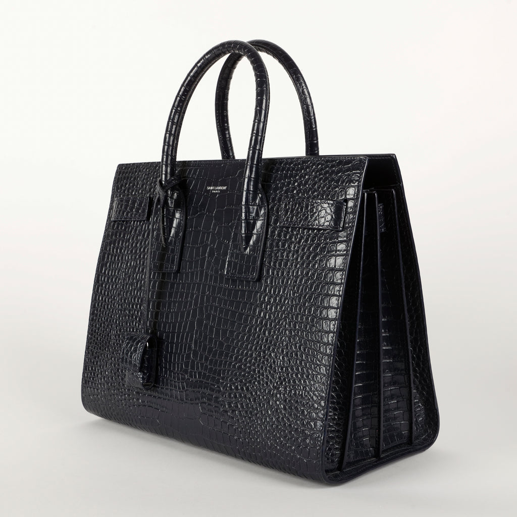 Small Sac De Jour Croc Embossed, Navy