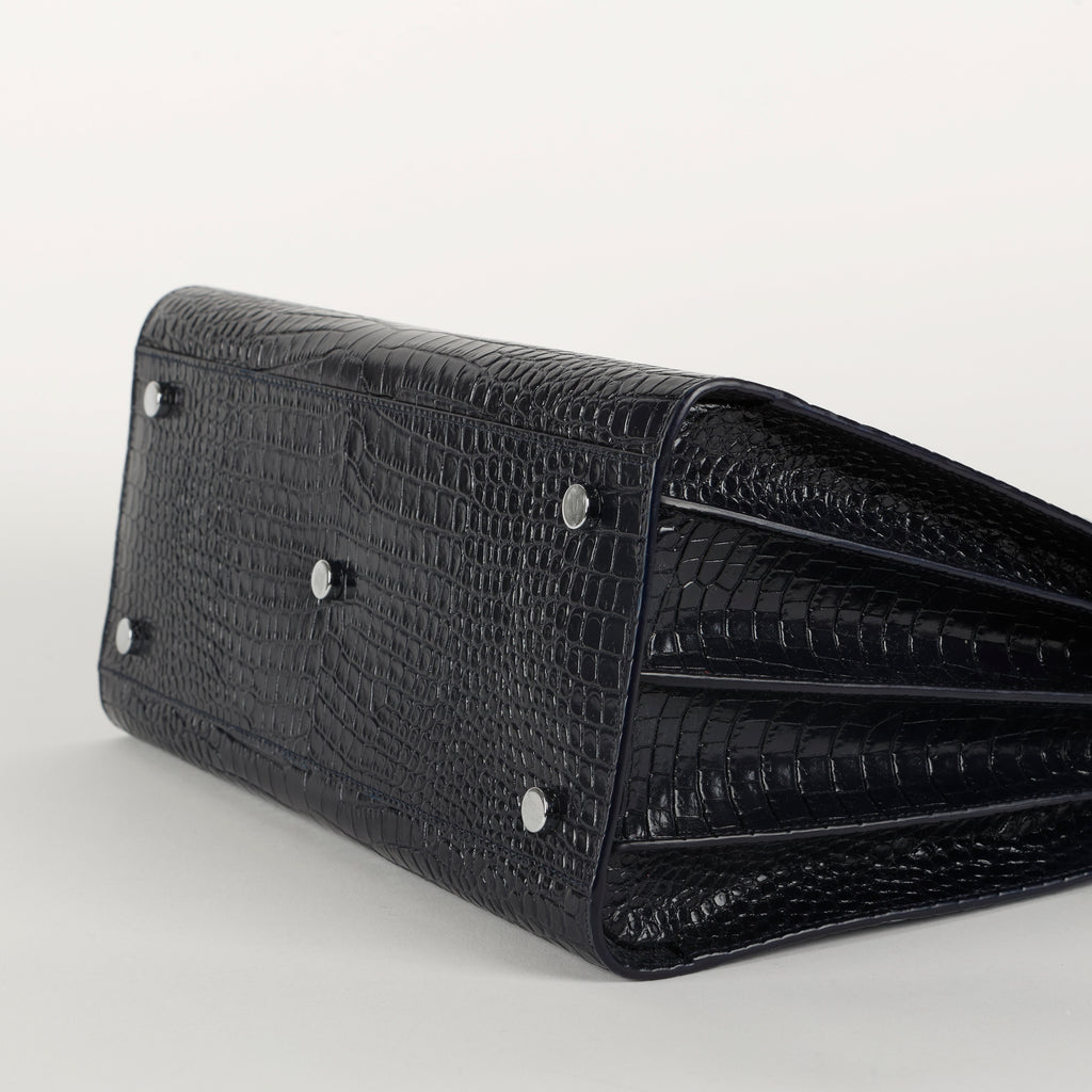 Small Sac De Jour Croc Embossed, Navy