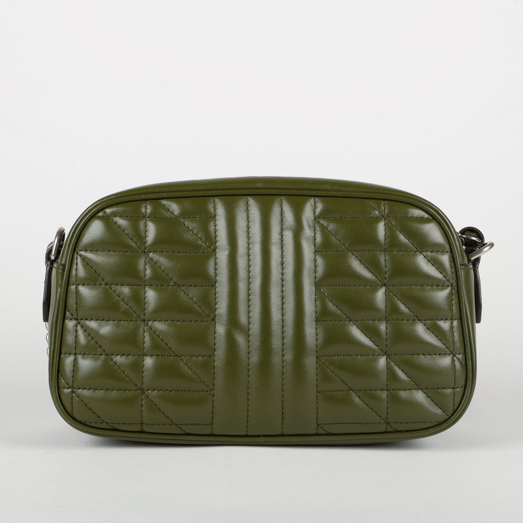 Small GG Marmont Camera Bag, Green Silver Hardware