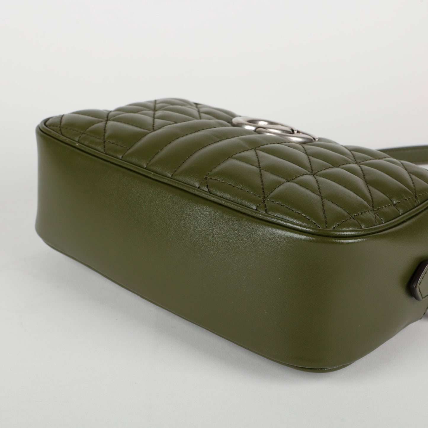 Small GG Marmont Camera Bag, Green Silver Hardware