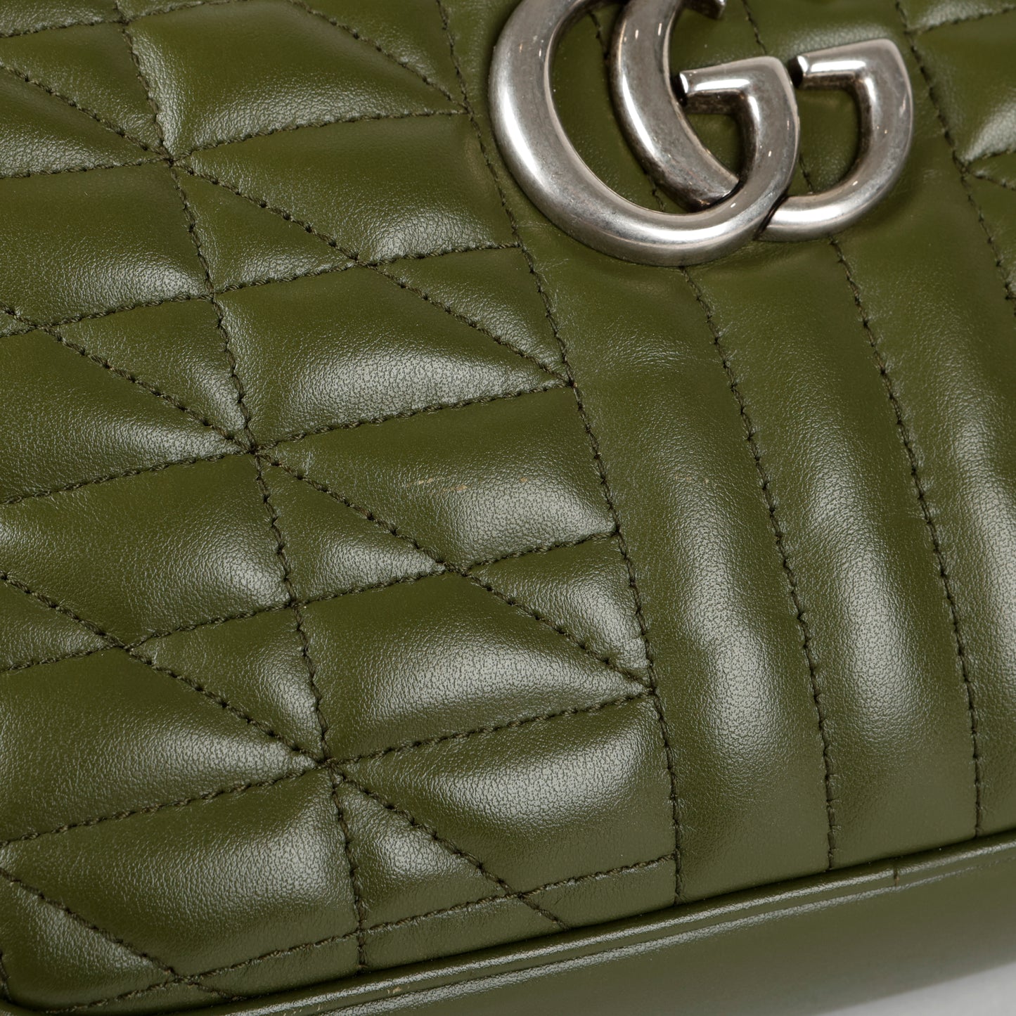 Small GG Marmont Camera Bag, Green Silver Hardware