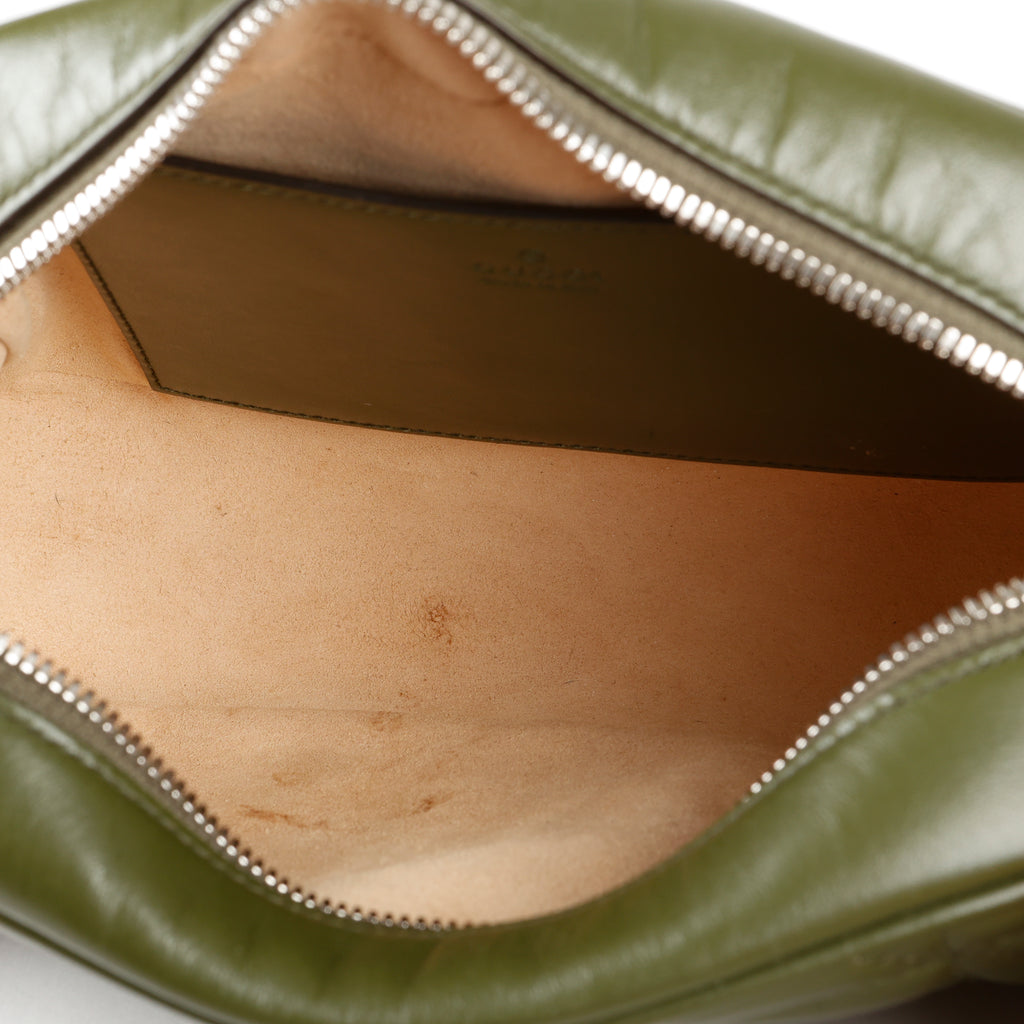 Small GG Marmont Camera Bag, Green Silver Hardware