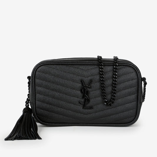 Mini Lou Camera Bag, So Black Grain de Poudre