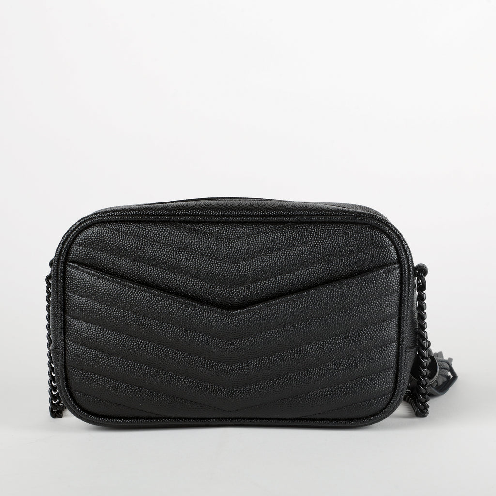 Mini Lou Camera Bag, So Black Grain de Poudre
