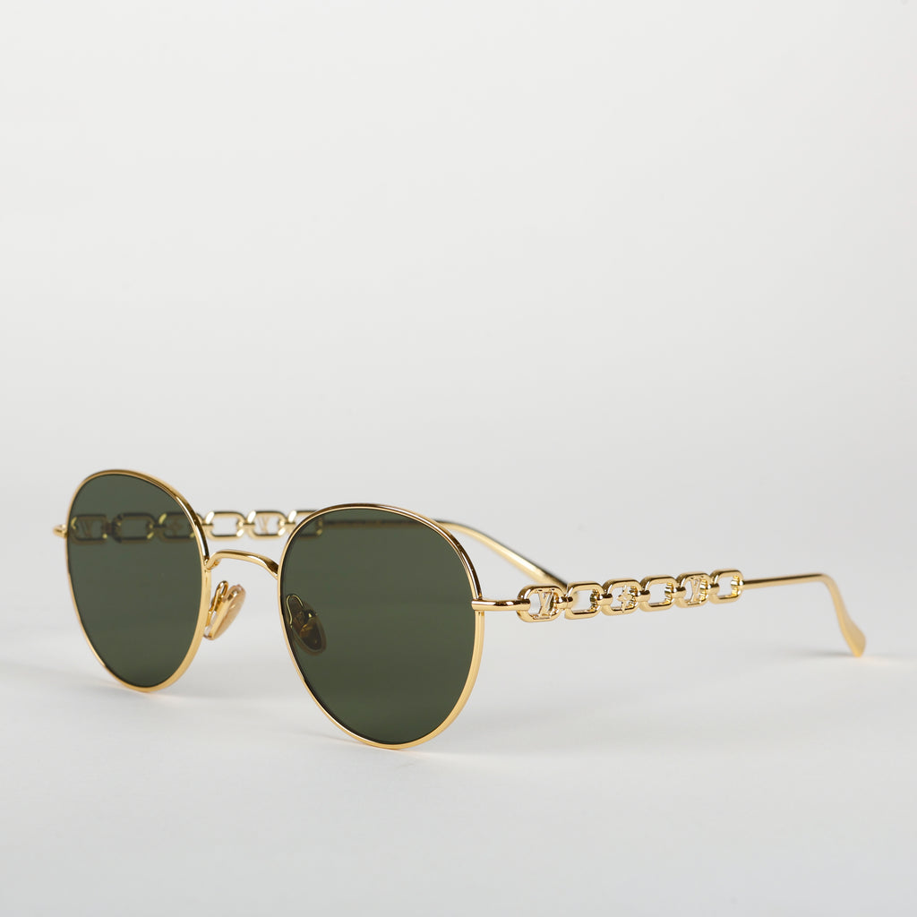 Small Chain Round Sunglasses, Gold