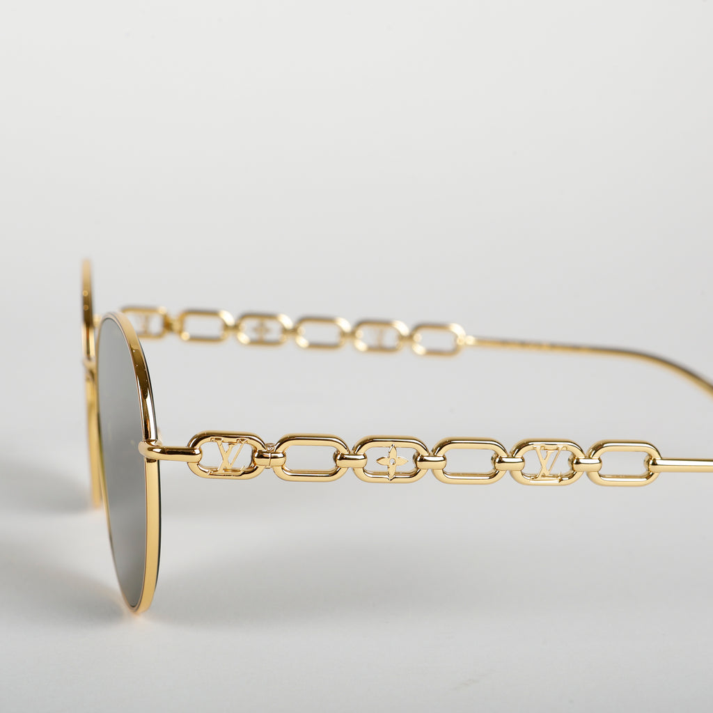 Small Chain Round Sunglasses, Gold