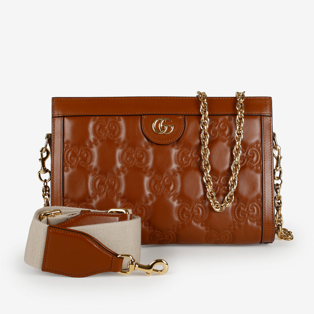 Small Guccisima Chain Shoulder Bag, Caramel