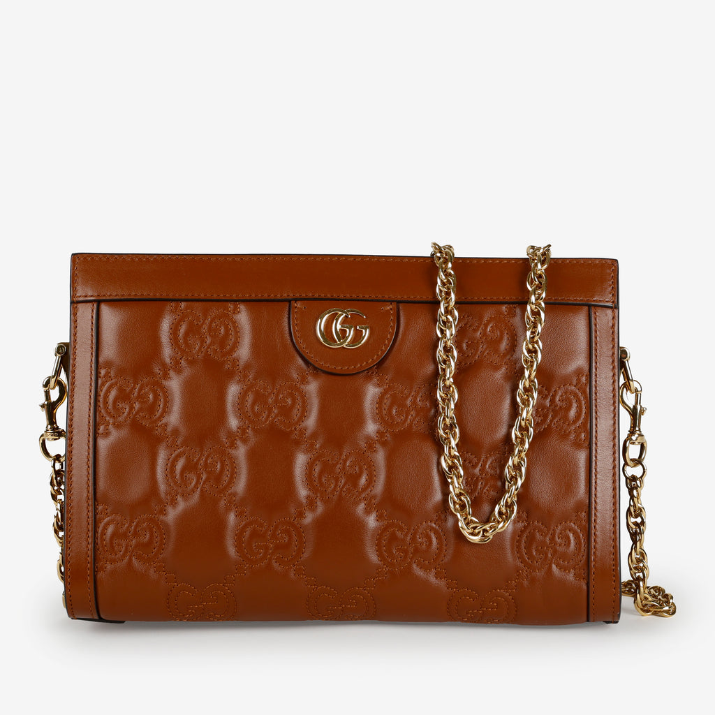 Small Guccisima Chain Shoulder Bag, Caramel