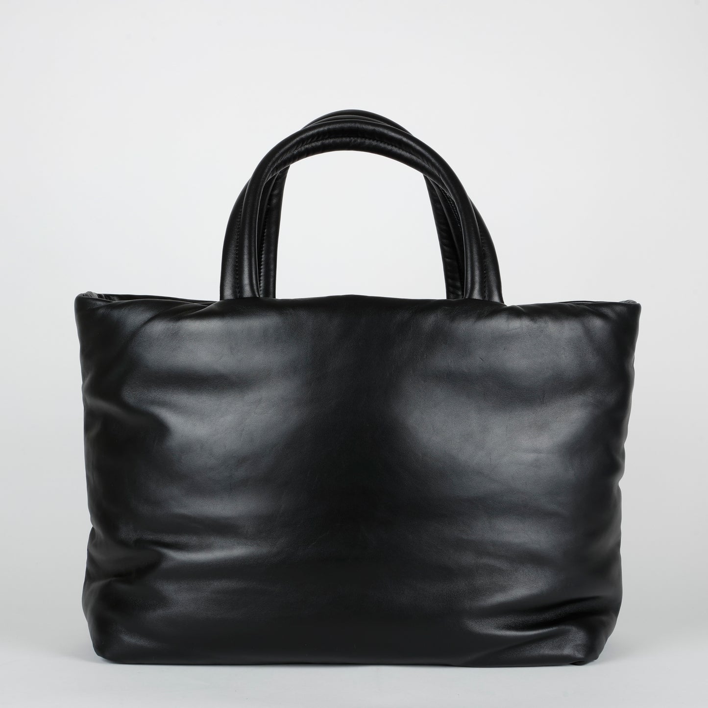 Embossed Padded Leather Tote, Black 11368