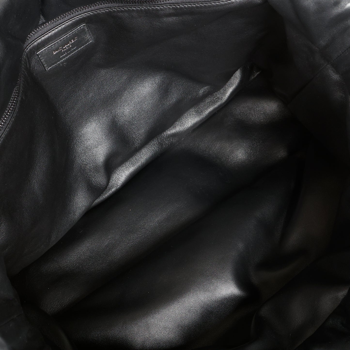Embossed Padded Leather Tote, Black 11368