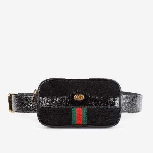 Mini Ophidia Belt Bag, Black Suede 11528