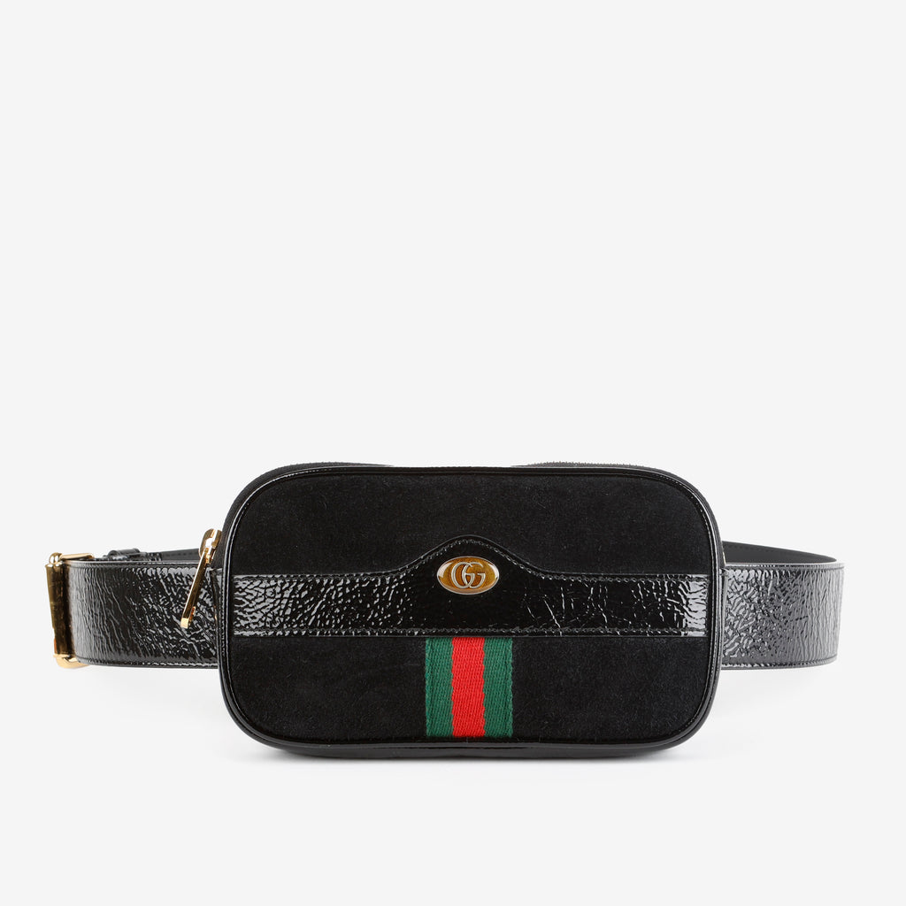 Mini Ophidia Belt Bag, Black Suede 11528