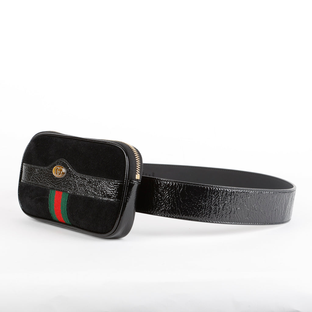 Mini Ophidia Belt Bag, Black Suede 11528