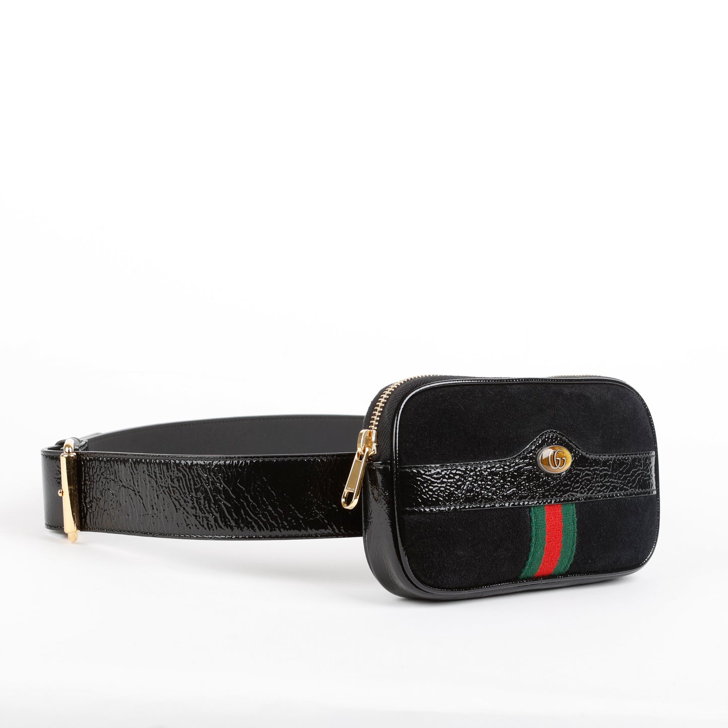 Mini Ophidia Belt Bag, Black Suede 11528