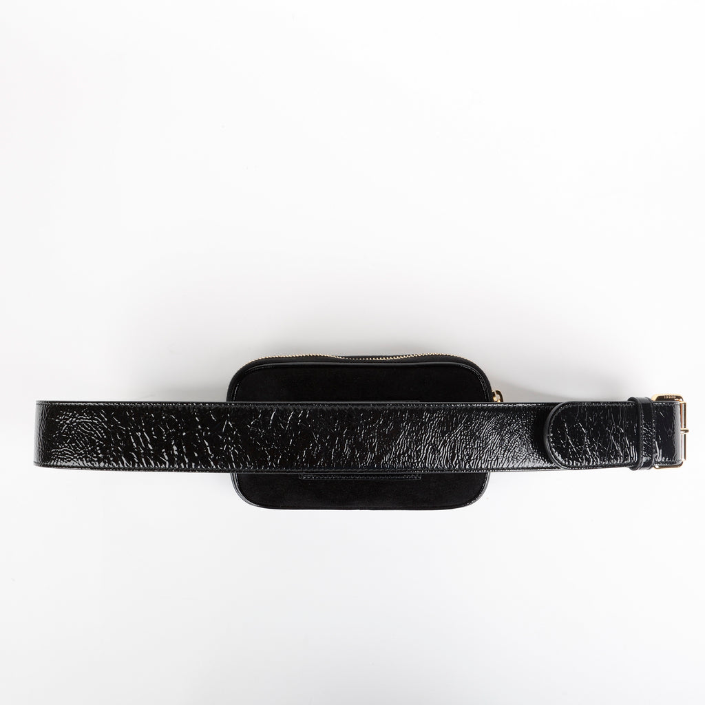 Mini Ophidia Belt Bag, Black Suede 11528